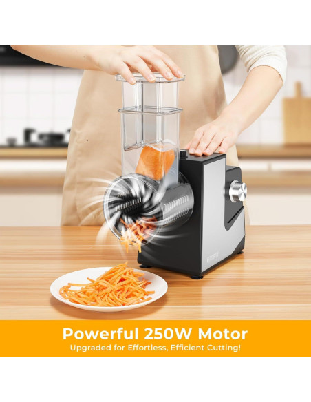 Rallador de Queso Eléctrico FITNATE 250W con 5 Cuchillas