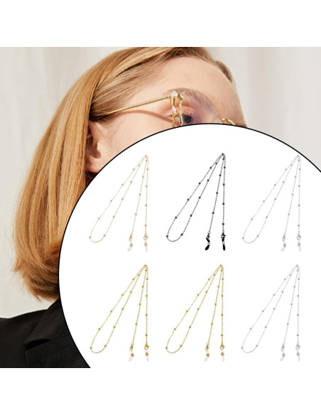Cadena de Cuello para Gafas 6 Piezas Elegante con Perlas