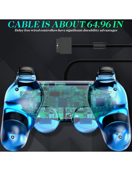 Controlador con cable Degulan para PS2 Doble Shock 1.68m