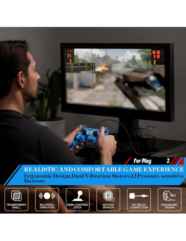 Controlador con cable Degulan para PS2 Doble Shock 1.68m