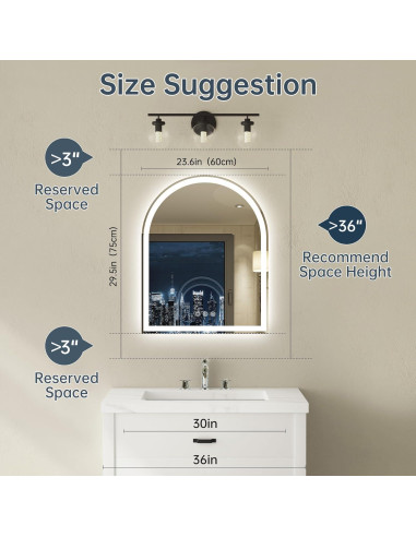 Espejo LED Arqueado BesMirror 61x76 cm Sin Marco Regulable