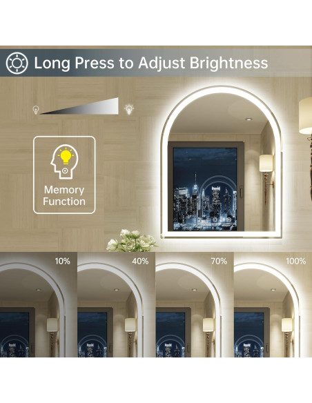 Espejo LED Arqueado BesMirror 61x76 cm Sin Marco Regulable
