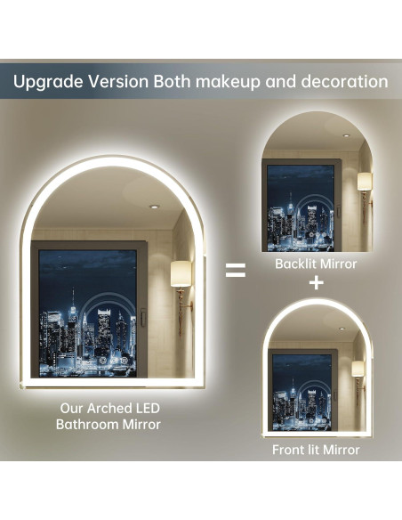 Espejo LED Arqueado BesMirror 61x76 cm Sin Marco Regulable