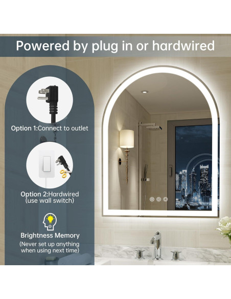 Espejo LED Arqueado BesMirror 61x76 cm Sin Marco Regulable