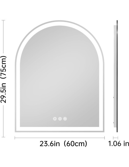 Espejo LED Arqueado BesMirror 61x76 cm Sin Marco Regulable