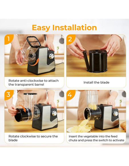 Rallador de Queso Eléctrico FITNATE 250W con 5 Cuchillas