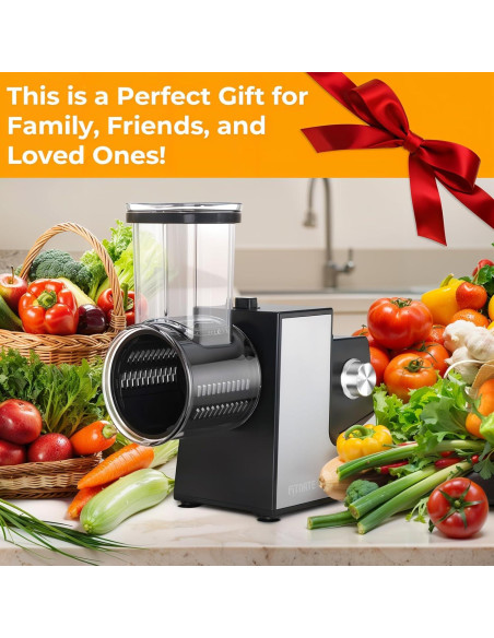 Rallador de Queso Eléctrico FITNATE 250W con 5 Cuchillas