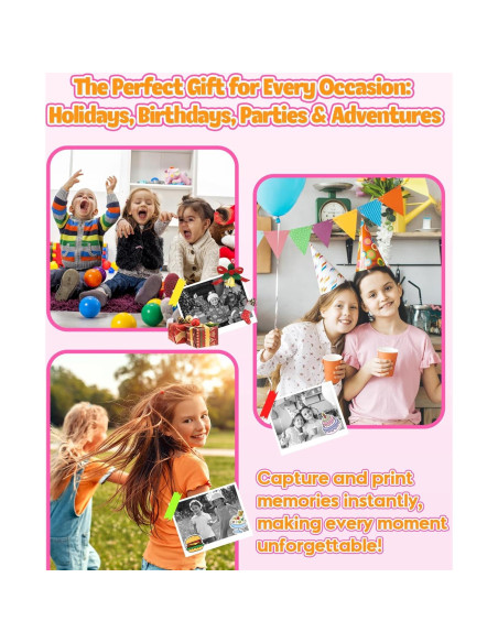Cámara Instantánea para Niños WONNIE 1080P Rosa 32GB