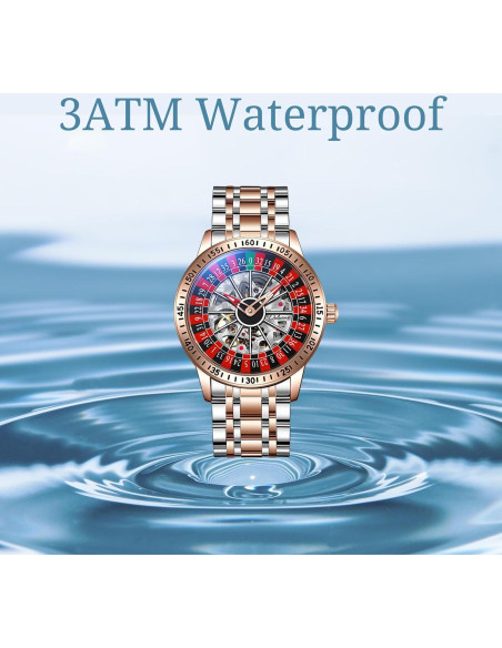 Reloj Mecánico Esqueleto Carlien para Hombres Negro 43mm