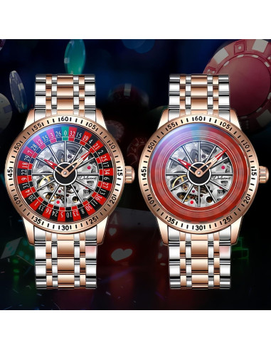 Reloj Mecánico Esqueleto Carlien para Hombres Negro 43mm