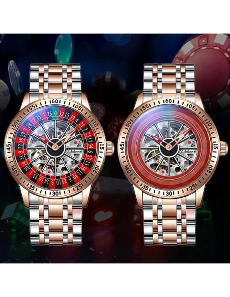 Reloj Mecánico Esqueleto Carlien para Hombres Negro 43mm