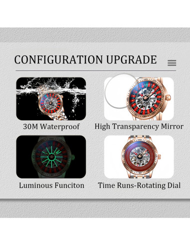 Reloj Mecánico Esqueleto Carlien para Hombres Negro 43mm