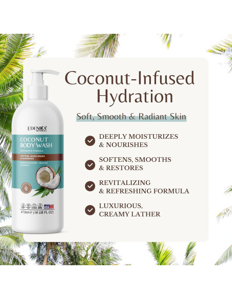 Gel de Ducha Hidratante Coco Edenika 473 ml - Piel Seca y Sensible