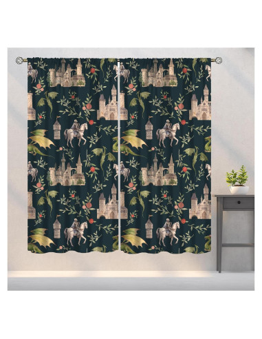 Cortinas Opacas PHTAYOT 42x84 cm Juego de 2 Paneles Floral