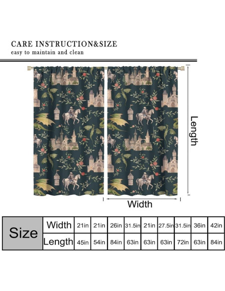 Cortinas Opacas PHTAYOT 42x84 cm Juego de 2 Paneles Floral