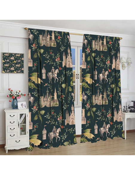 Cortinas Opacas PHTAYOT 42x84 cm Juego de 2 Paneles Floral