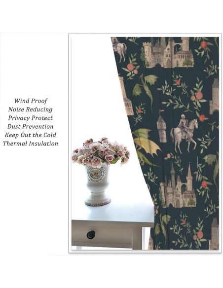 Cortinas Opacas PHTAYOT 42x84 cm Juego de 2 Paneles Floral