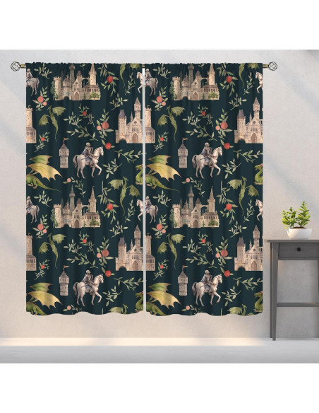 Cortinas Opacas PHTAYOT 42x84 cm Juego de 2 Paneles Floral