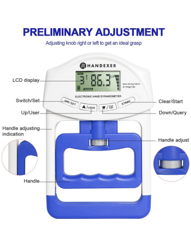 Dinamómetro de Mano Digital Handexer 120kg con Pantalla LCD