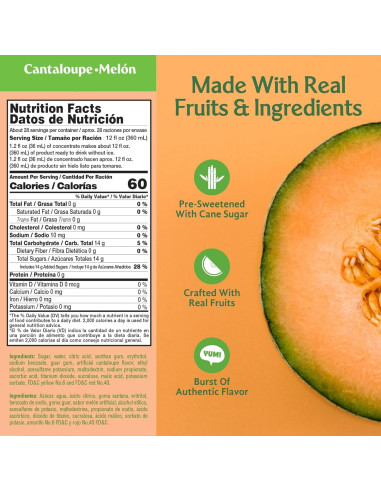 Mezcla de Bebida de Cantalupo Frutiva 1000ml - Sin Jarabe