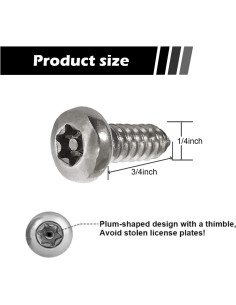 Juego de Tornillos Antirrobo GKmow para Placas de Matrícula - 4 Piezas 2