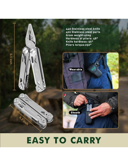 Multiherramienta 27 en 1 TaichungMan, acero inoxidable, 396 g