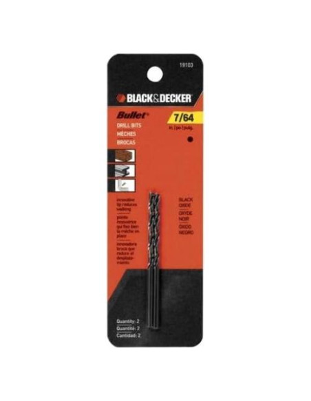 Brocas de Punta Bullet BLACK+DECKER 19103 - 2 Piezas 2.78 mm
