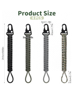 4 Clips de Carabiner Paracord Ptwola 24.5 cm para Llaveros 2