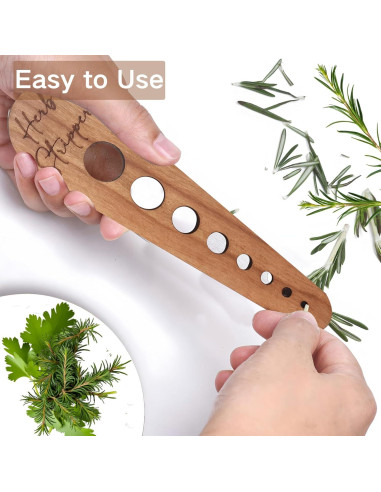 Deshojadora de Hierbas AMZNEVO - Madera Natural 8 Agujeros