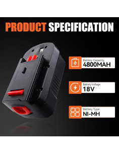 2 Baterías Litio 18V 4.8Ah Black and Decker HPB18-OPE 2