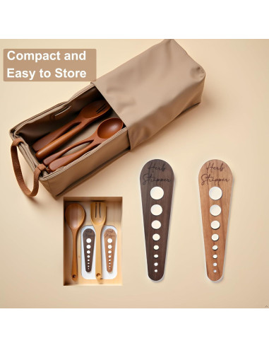 Deshojadora de Hierbas AMZNEVO - Madera Natural 8 Agujeros