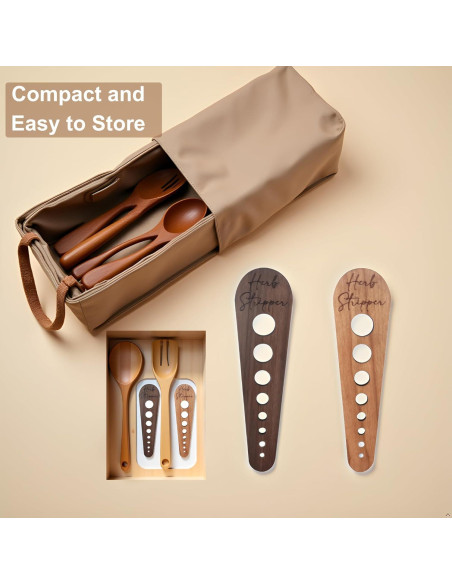 Deshojadora de Hierbas AMZNEVO - Madera Natural 8 Agujeros