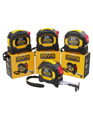 Cinta Métrica LEXIVON 25ft/7.5m Doble Cara AutoLock
