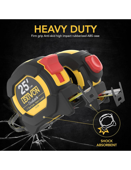 Cinta Métrica LEXIVON 25ft/7.5m Doble Cara AutoLock