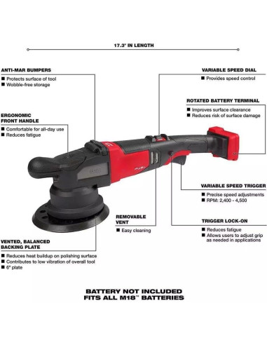 Pulidor Orbital Aleatorio Milwaukee M18 FUEL 21mm 18V