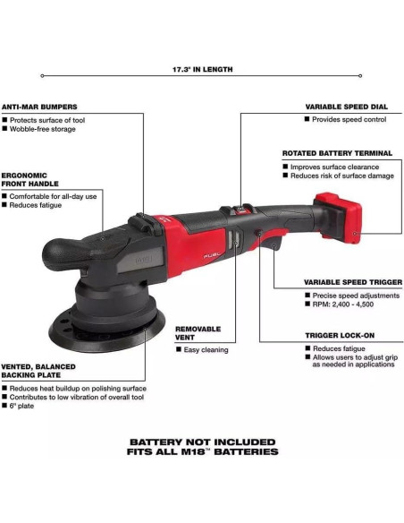 Pulidor Orbital Aleatorio Milwaukee M18 FUEL 21mm 18V