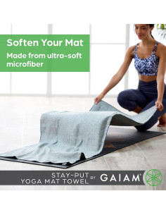 Toalla de Yoga Gaiam Antideslizante Microfibra 178x66 cm Gris 2