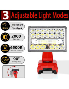Luz de Trabajo LED Inalámbrica GRVODFRTA 28W 2000LM 18V 2