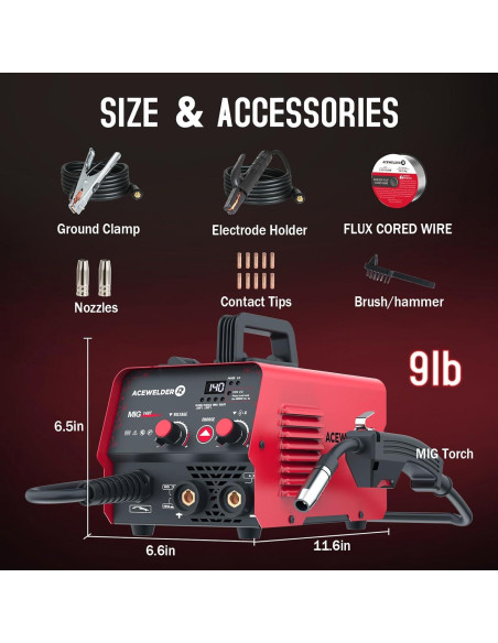 Máquina de Soldadura MIG 140A ACEWELDER 3 en 1 Portátil