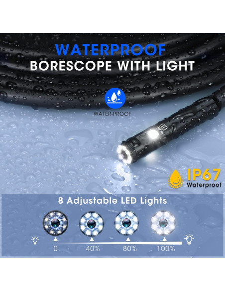 Borescopio Epicmate Triple Lente 1920P Pantalla 5" 15m IP67