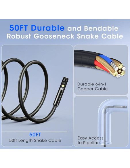 Borescopio Epicmate Triple Lente 1920P Pantalla 5" 15m IP67