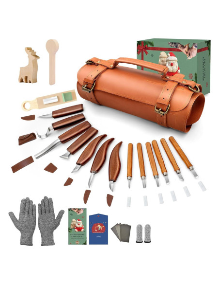 Kit de Tallado en Madera COZYGIFT 31 Piezas con Cuchillos y Gubias
