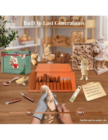 Kit de Tallado en Madera COZYGIFT 31 Piezas con Cuchillos y Gubias