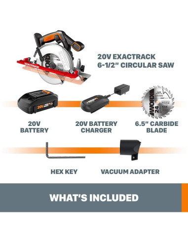 Sierra Circular Inalámbrica Worx WX530L 20V 6.5" ExacTrack