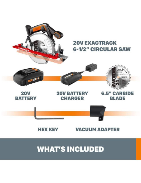 Sierra Circular Inalámbrica Worx WX530L 20V 6.5" ExacTrack