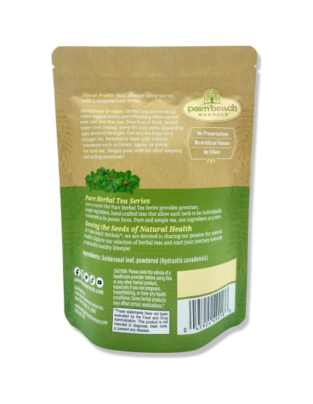 Té de Hoja de Goldenseal Palm Beach - 30 Bolsas, 45g