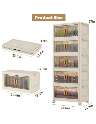 Bins de Almacenamiento Apilables Fejrpkn 58QT con Ruedas