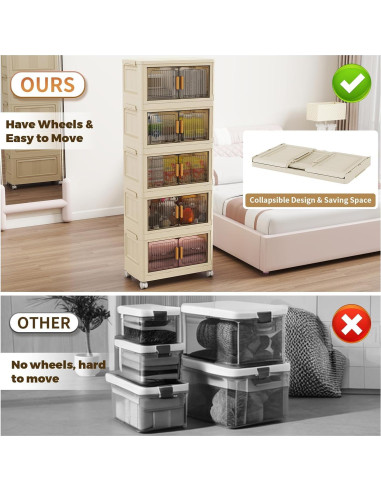 Bins de Almacenamiento Apilables Fejrpkn 58QT con Ruedas