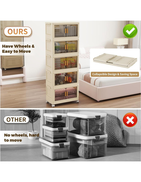 Bins de Almacenamiento Apilables Fejrpkn 58QT con Ruedas