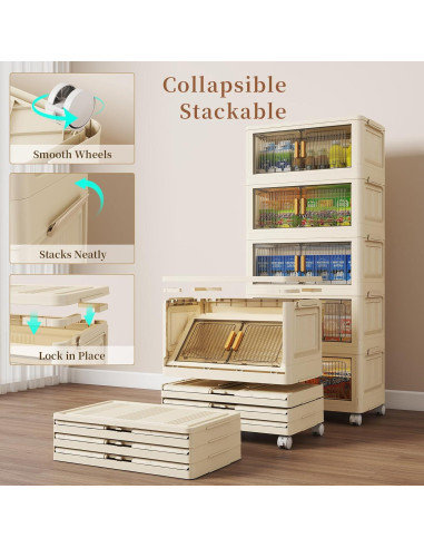 Bins de Almacenamiento Apilables Fejrpkn 58QT con Ruedas